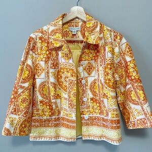 Coldwater Creek Women's Orange and Yellow Patterned Blazer